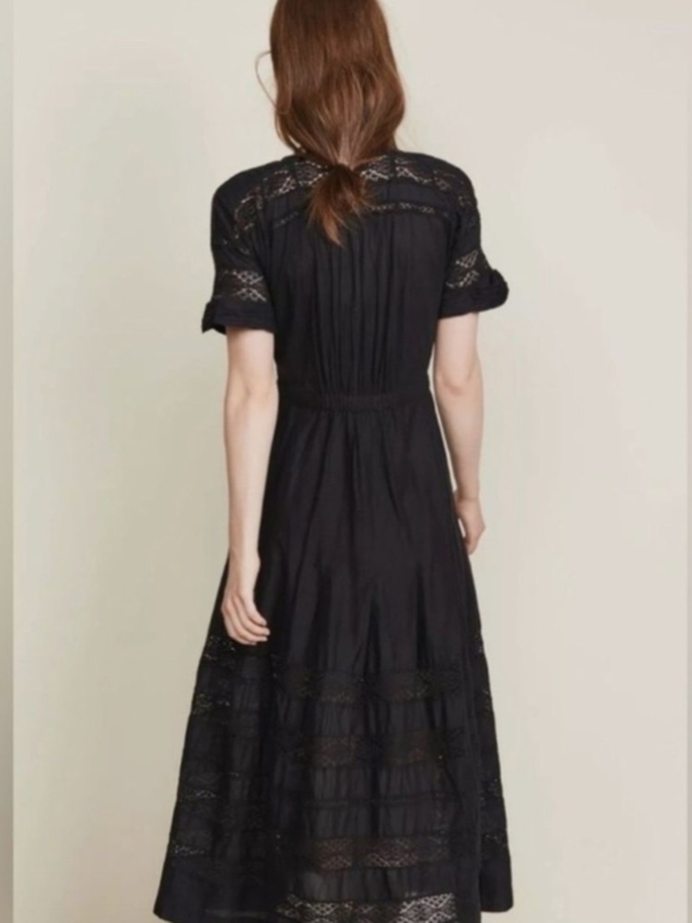 Loveshackfancy Cotton Edie Crochet Maxi Midi Lace Dress Black Small - Picture 4 of 16